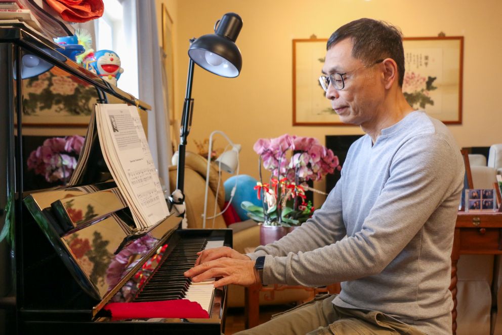 Mr James Au-Yeung likes to play the piano at home for leisure